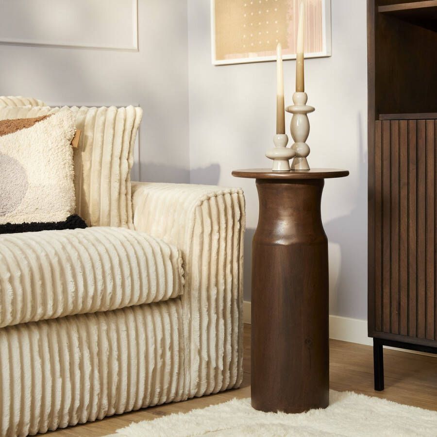 Starfurn Bijzettafel Mason Rond Bruin Hout 40x40x60cm