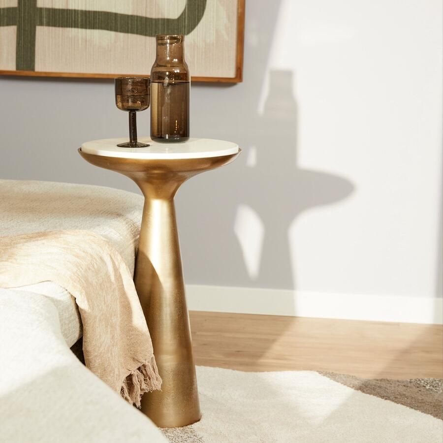 Starfurn Bijzettafel Essy White marble 38 cm