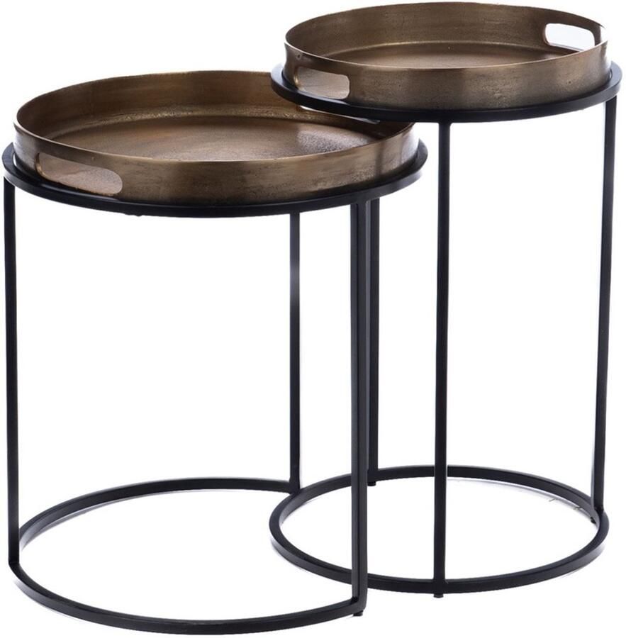 Starfurn Bijzettafel Laure Rond Brons Metaal Set van 2