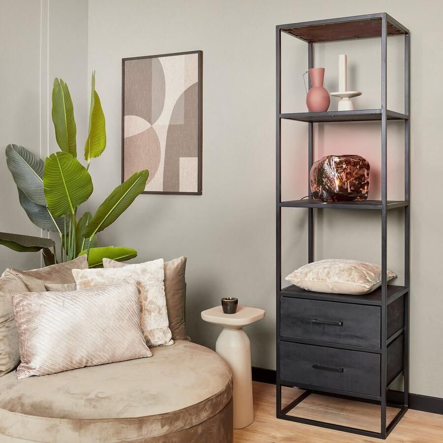 Starfurn Boekenkast Denver Black 55 cm twee lades