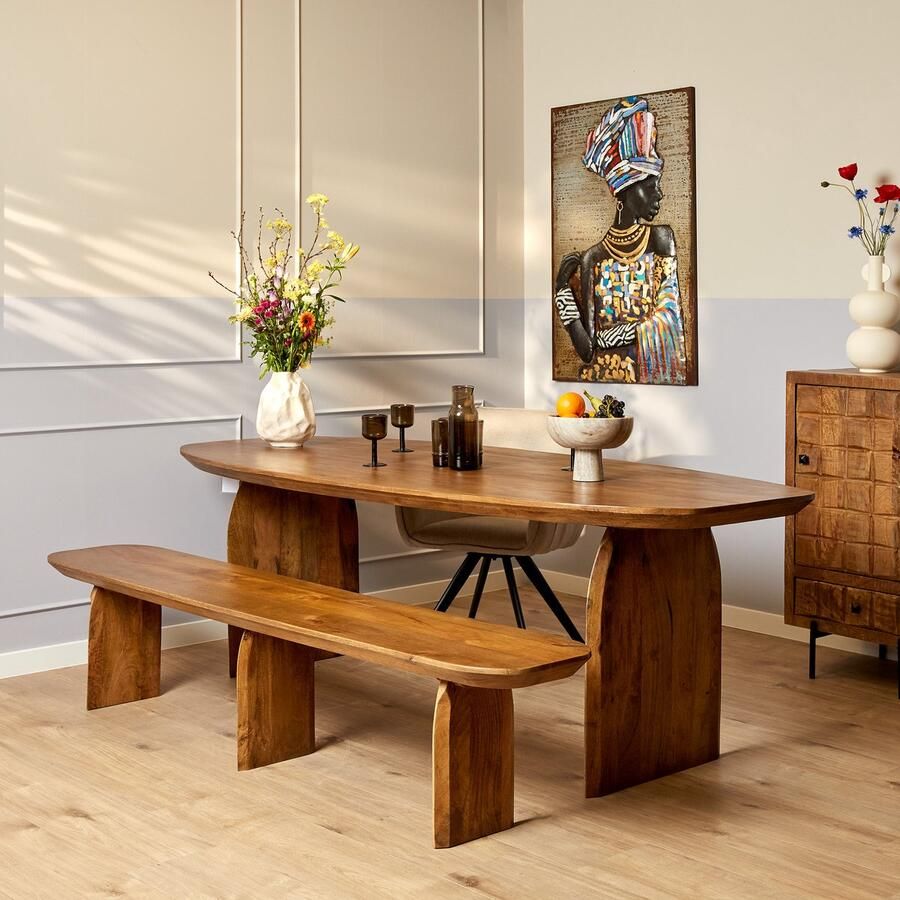 Starfurn Eetkamerbank Tense Rechthoek Naturel Hout 220x38x45cm