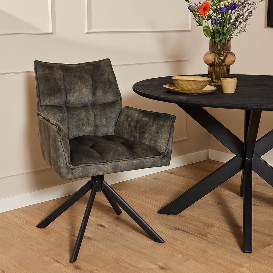 Starfurn Eetkamerstoel Dani Velvet Groen Velvet & Metaal Set van 2