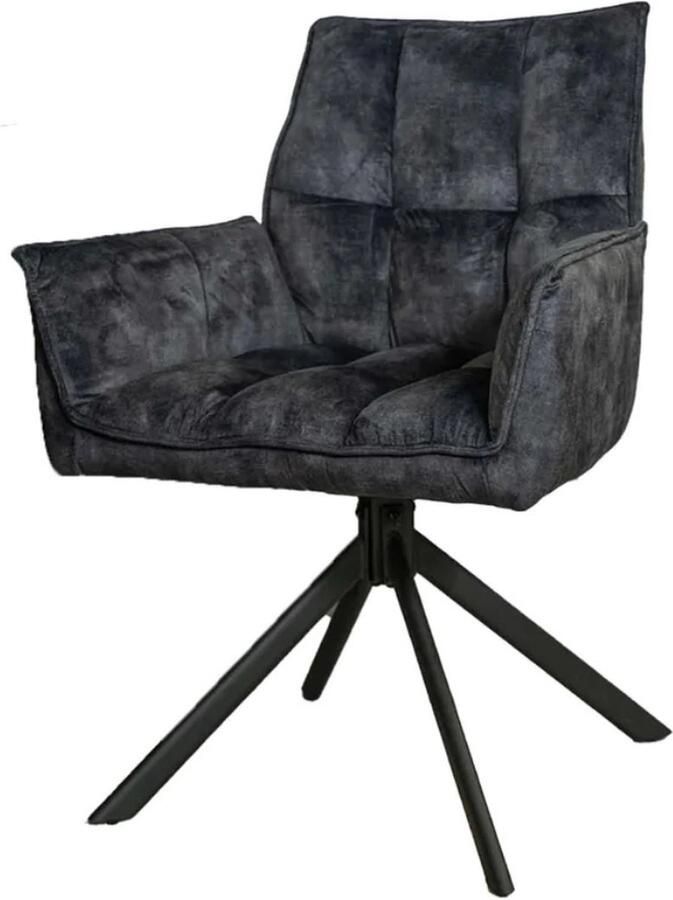 Starfurn Eetkamerstoel Dani Velvet Antraciet Velvet & Metaal Set van 2 - Foto 2