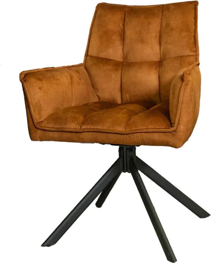 Starfurn Eetkamerstoel Dani Oranje Velvet Draaibaar Set van 2 - Foto 2