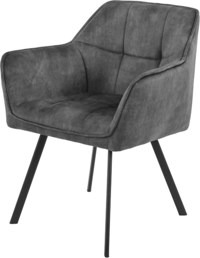 Starfurn Eetkamerstoel Velvet Donkergrijs Set Van 2 Velvet & Metaal 63x63x79 cm Eetkamerstoel Emma