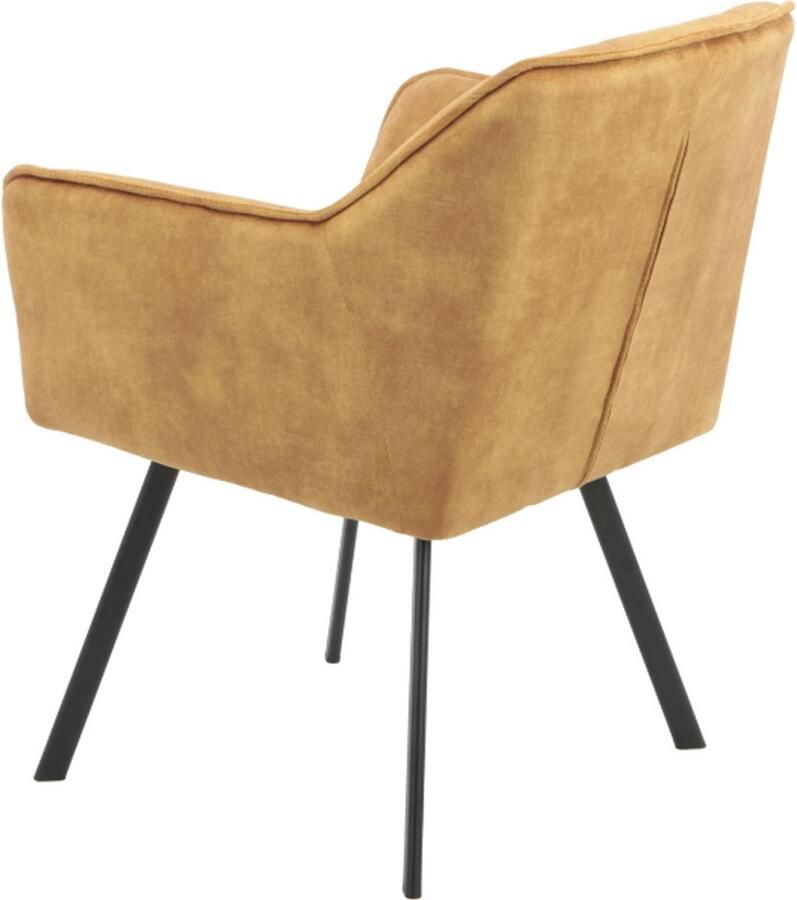 Starfurn Eetkamerstoel Velvet Geel Set Van 2 Velvet & Metaal 63x63x79 cm Eetkamerstoel Emma