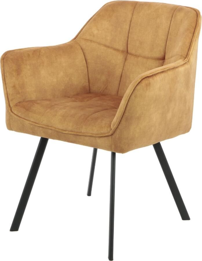 Industrieelinhuis.nl Eetkamerstoel Emma Velvet Geel (per 2)