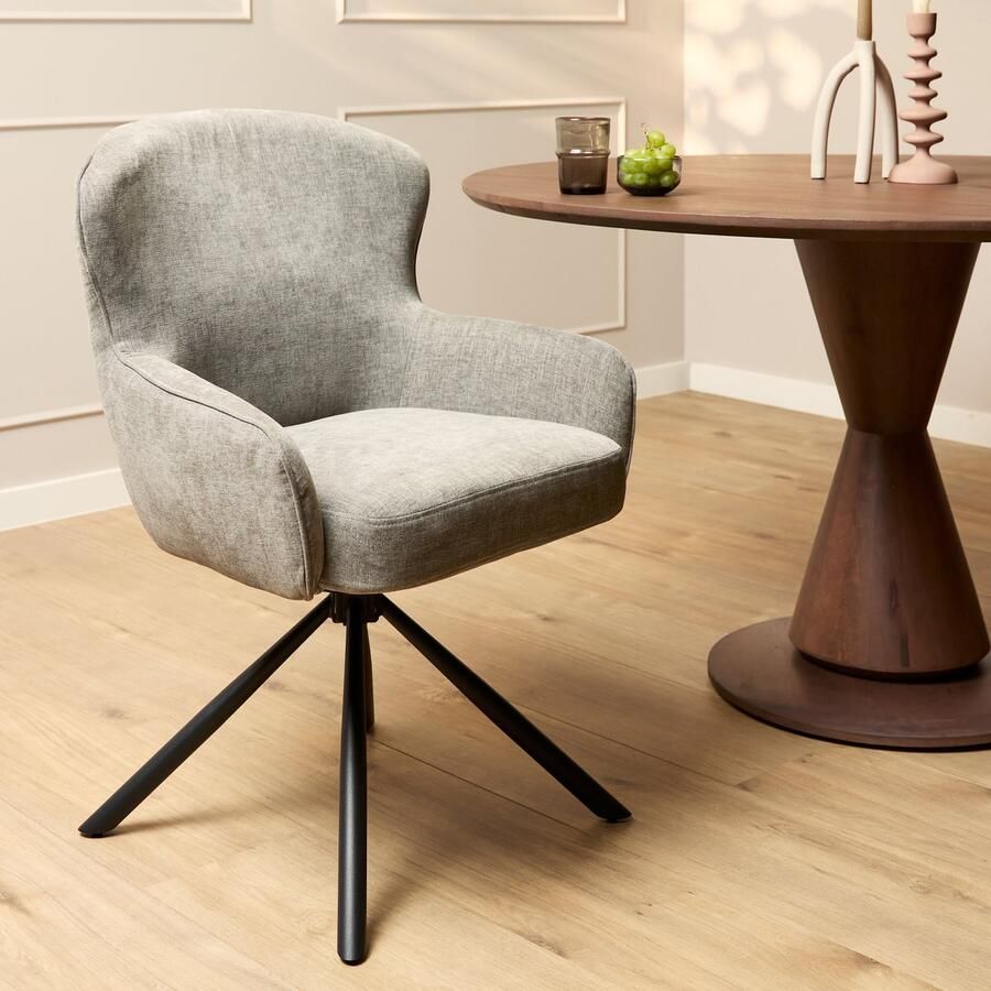 Starfurn Eetkamerstoel Hanna Ash Grey Met armleuning Set van 2