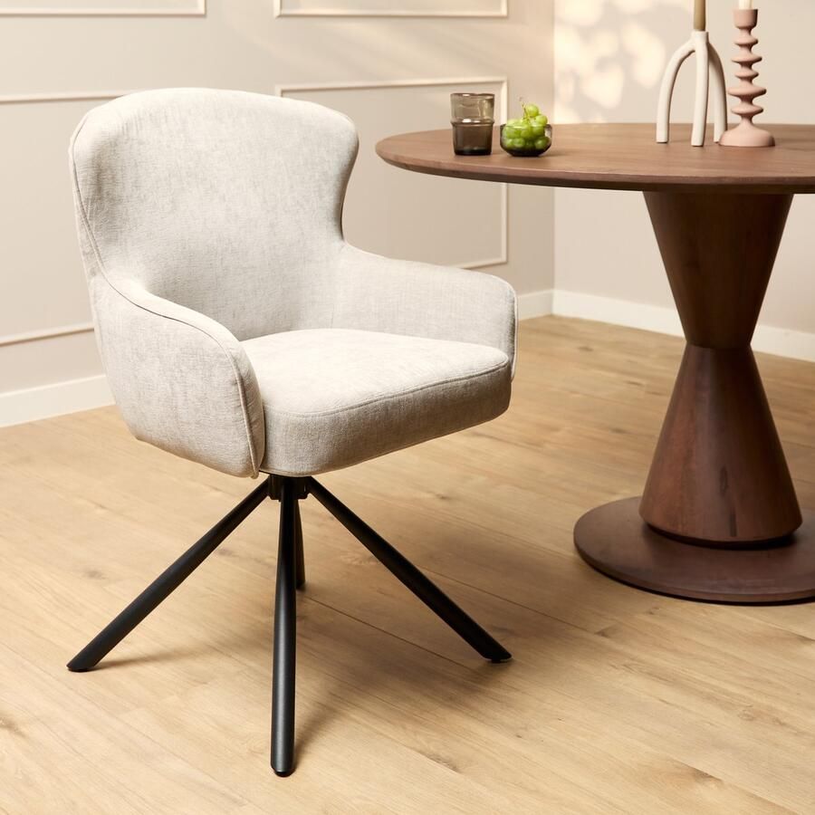 Starfurn Eetkamerstoel Hanna Beige Met armleuning Set van 2