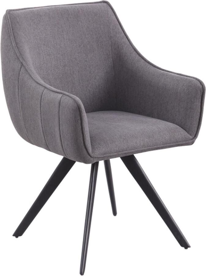 Starfurn Eetkamerstoel Antraciet Set Van 2 Metaal & Stof 57x65x88 cm Eetkamerstoel Luca