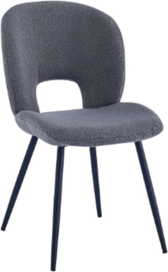 Starfurn Eetkamerstoel Antraciet Set Van 2 Teddy & Metaal 58x49x86 cm Eetkamerstoel Lynn