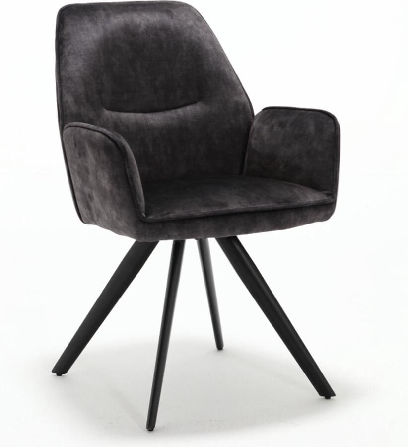 Starfurn Eetkamerstoel Antraciet Set Van 2 Velvet & Metaal 60x65x89 cm Eetkamerstoel Nova