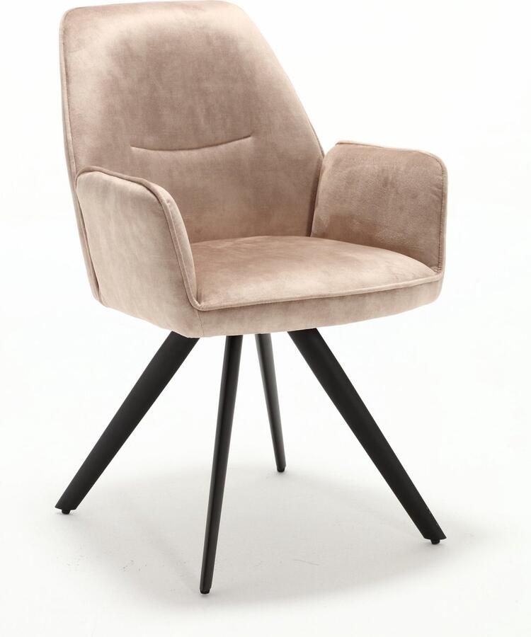 Starfurn Eetkamerstoel Beige Set Van 2 Metaal & Velvet 60x65x89 cm Eetkamerstoel Nova