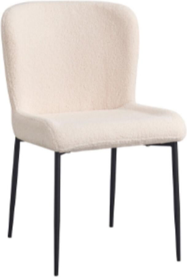 Starfurn Eetkamerstoel Off White Set Van 2 Teddy & Metaal 50x59x82 cm Eetkamerstoel Tess