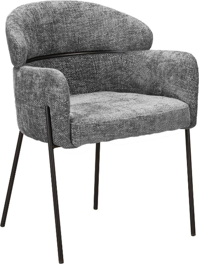 Starfurn Eetkamerstoel Grijs Set Van 2 Metaal & Stof 57x61x82 cm Eetkamerstoel Otis