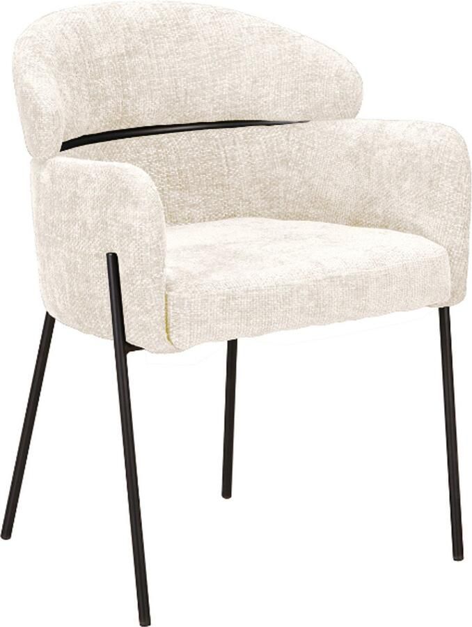 Starfurn Eetkamerstoel Wit Set Van 2 Metaal & Stof 57x61x82 cm Eetkamerstoel Otis