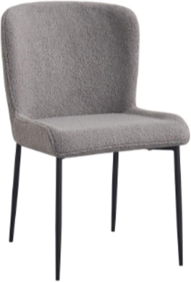 Starfurn Eetkamerstoel Antraciet Set Van 2 Teddy & Metaal 50x59x82 cm Eetkamerstoel Tess