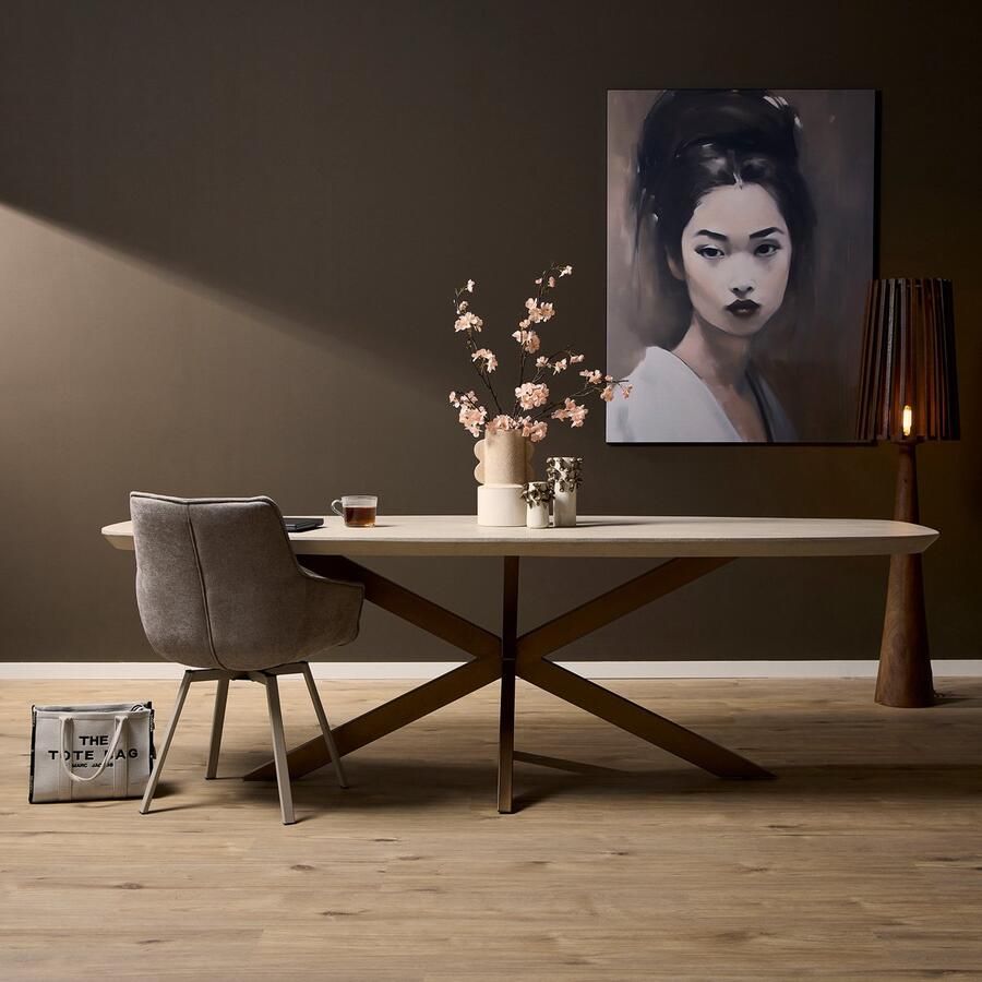 Starfurn Eettafel Madison Deens Ovaal Zandkleur Hout 240x110x76cm