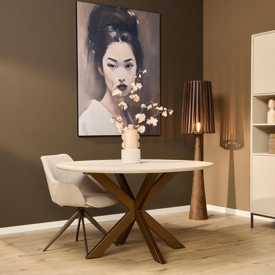 Starfurn Eettafel Madison Rond Zandkleur Hout 130x130x76cm