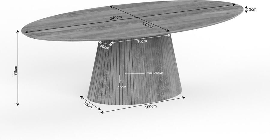 Starfurn Eettafel Solana Ovaal Naturel Hout 240x120x76cm