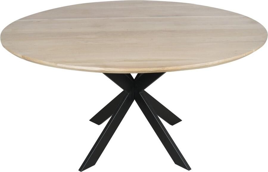 Starfurn Eiken eettafel Ferris rond Ø150 cm – Massief Europees eiken metalen kruispoot Naturel