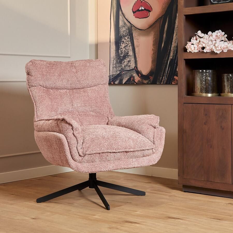 Starfurn Fauteuil Vera Roze Stof Draaibaar 82x95x96 5cm - Foto 2