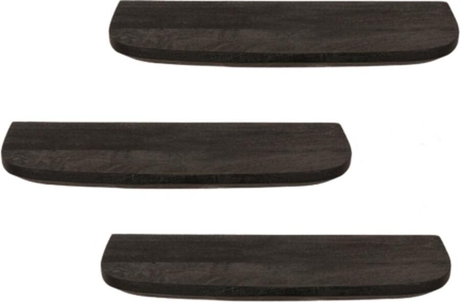 Starfurn Wandplank Gusta Zwart Hout Set van 3 60x20x15cm - Foto 2