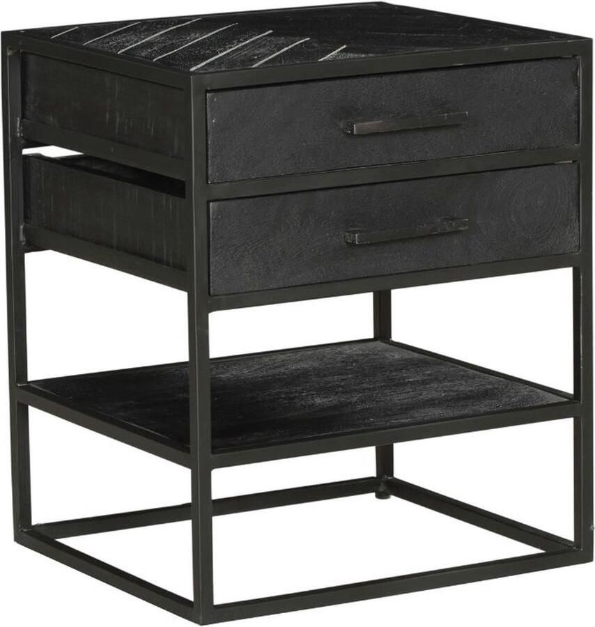 Starfurn Nachtkastje New York Bijzettafel Nachtkast Kast Tafel Mangohout Zwart Meubels - Foto 2