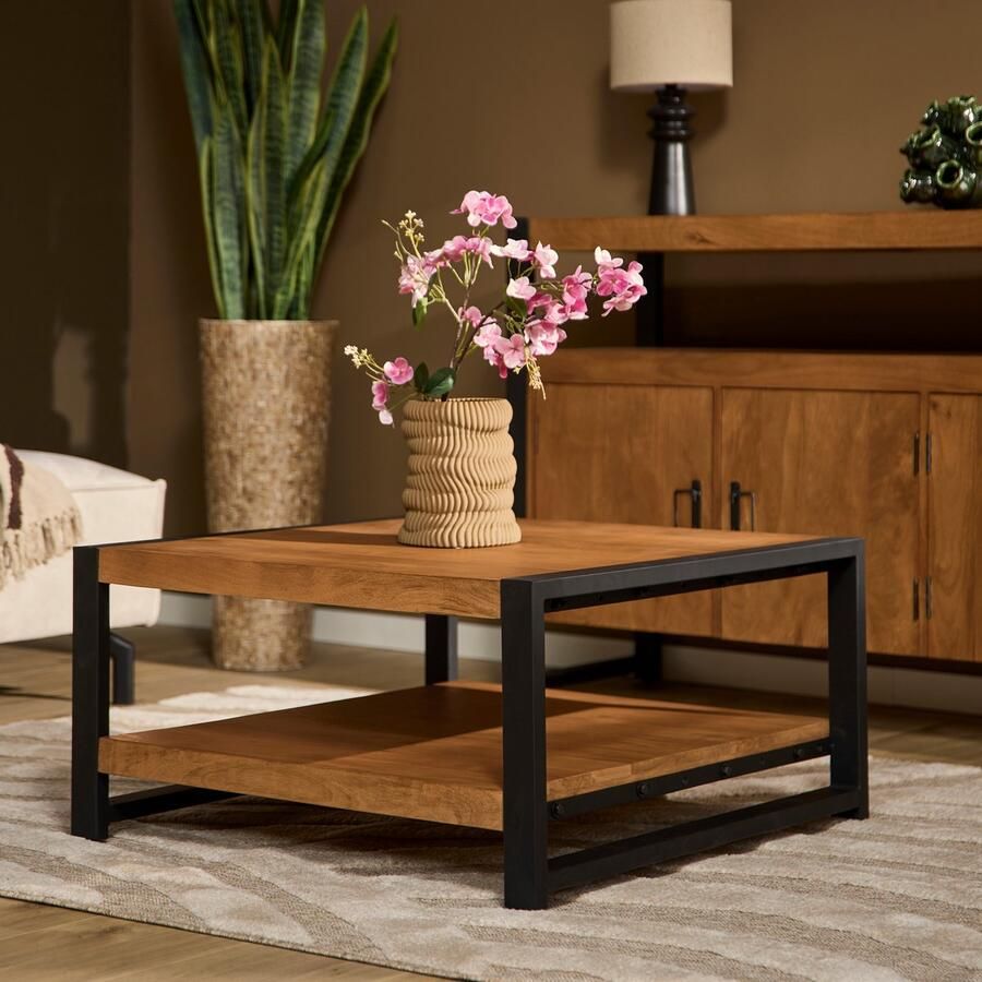 Starfurn Salontafel Boaz 75x80 cm mangohout tafel hout koffietafel - Foto 2