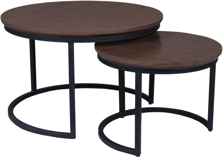 Starfurn Salontafel Otik Walnut Oak 70 cm set van 2