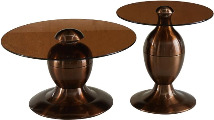 Starfurn Salontafel June Rond Bruin Glas Set van 2 70x70x39cm - Foto 2