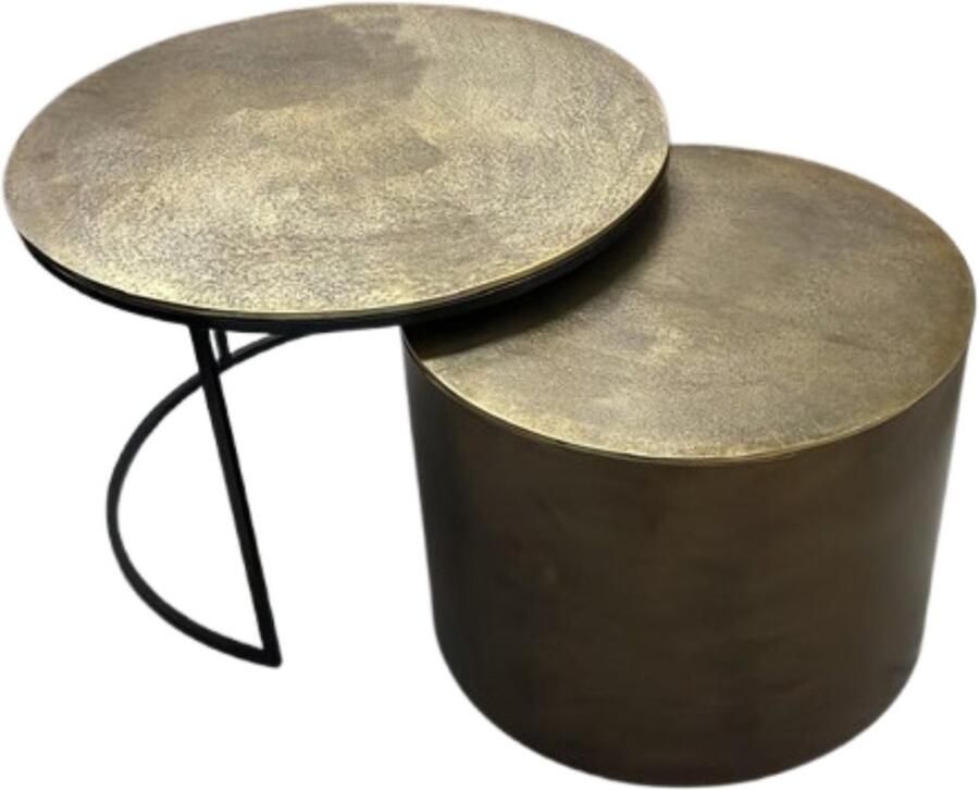 Starfurn Salontafel Luna Rond Goud Metaal Set van 2