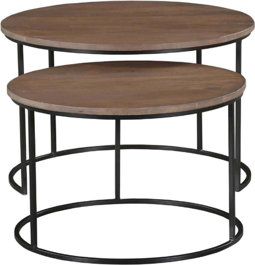 Industrieelinhuis.nl Salontafel Madison Walnoot Set van 2