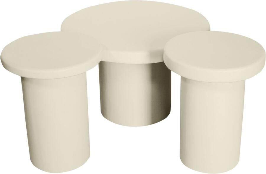 Starfurn Salontafel Maya Zandkleur Hout Set van 3 70x70x45cm - Foto 2