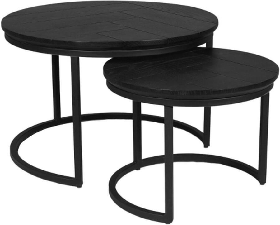 Starfurn Salontafel Otik Rond Zwart Hout Set van 2 70x70x45cm