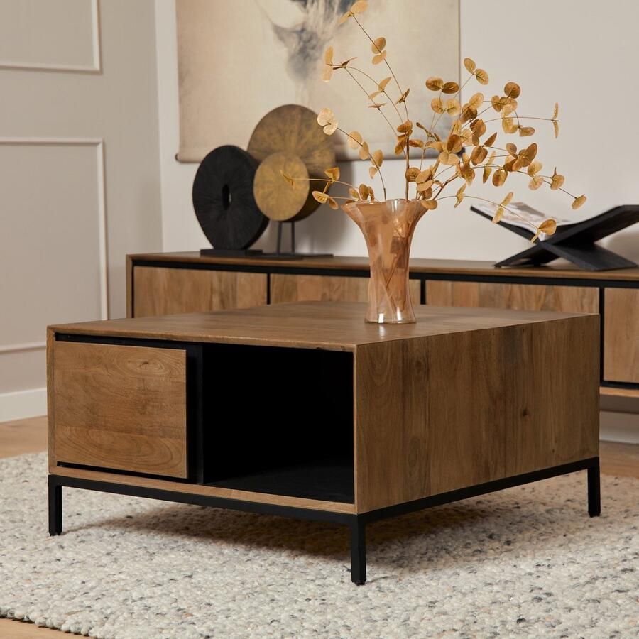 Starfurn Salontafel RichWood Vierkant Naturel Hout 80x80x40cm - Foto 3