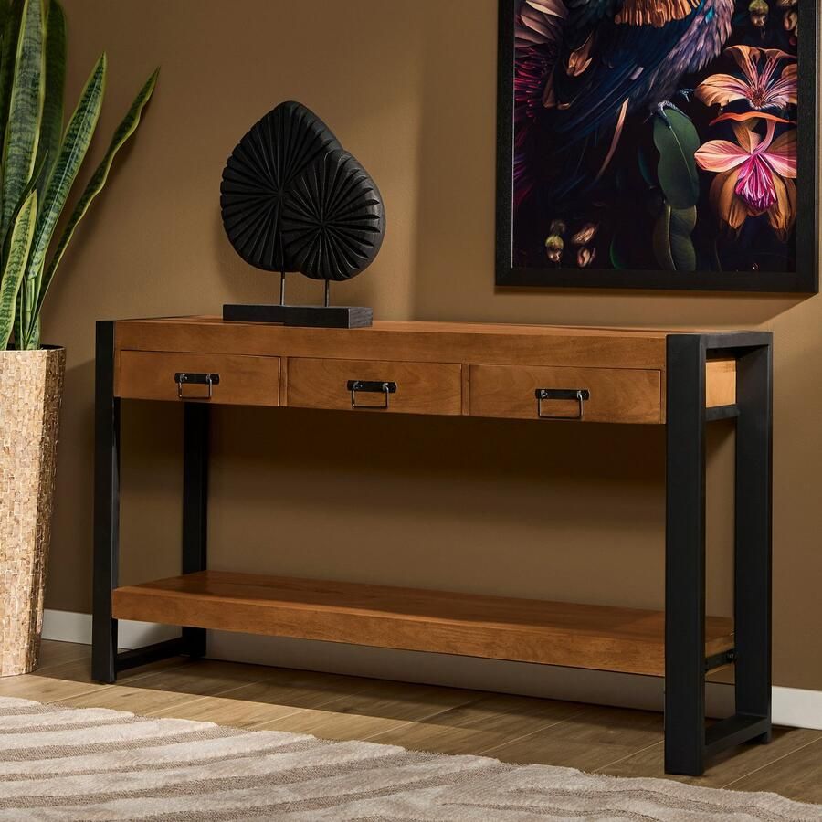 Starfurn Sidetable Consoletafel Bijzettafel Gangtafel Boaz Naturel Mangohout 150 cm - Foto 4