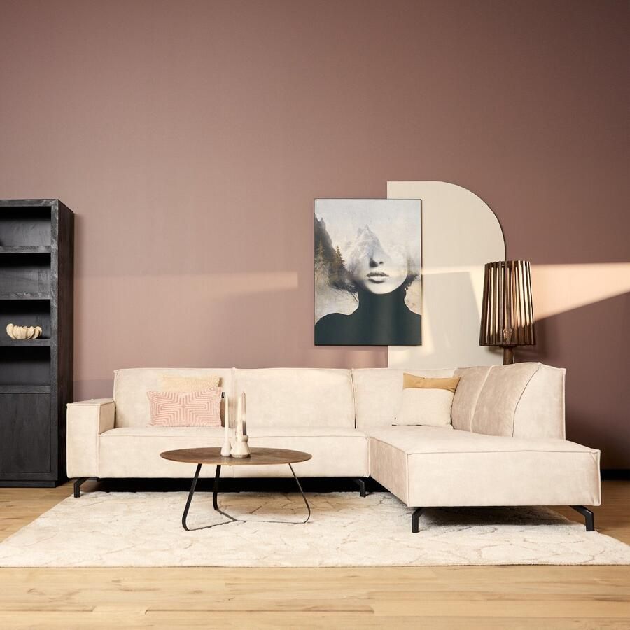 Starfurn MySofa Hoekbank Floris 2 5 zits + Divan Rechts Beige Velvet