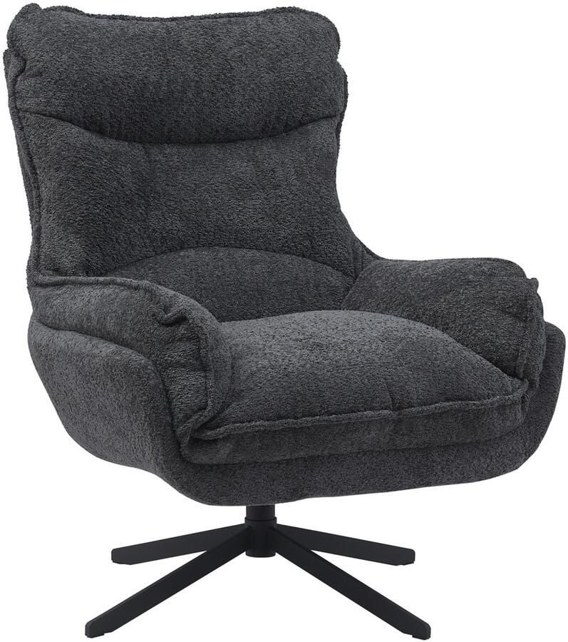 Starfurn StarFurn Fauteuil Vera Donkergrijs Stof Draaibaar 82x95x96 5cm