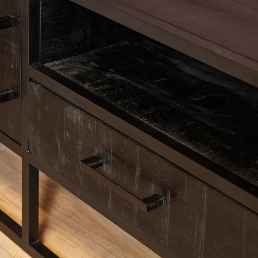 Starfurn Tv meubel Denver Black 145 cm | Mangohout en staal STF-8706 - Foto 4