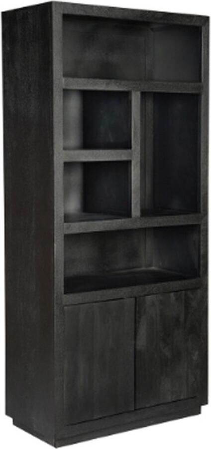 Meubelplaats Boekenkast Brussel Black 5 vakken 2 deuren