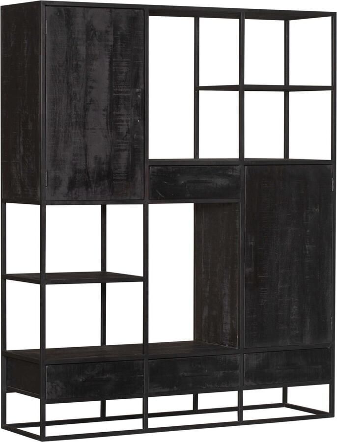 Starfurn Vakkenkast Denver Black XXL Mangohout en staal