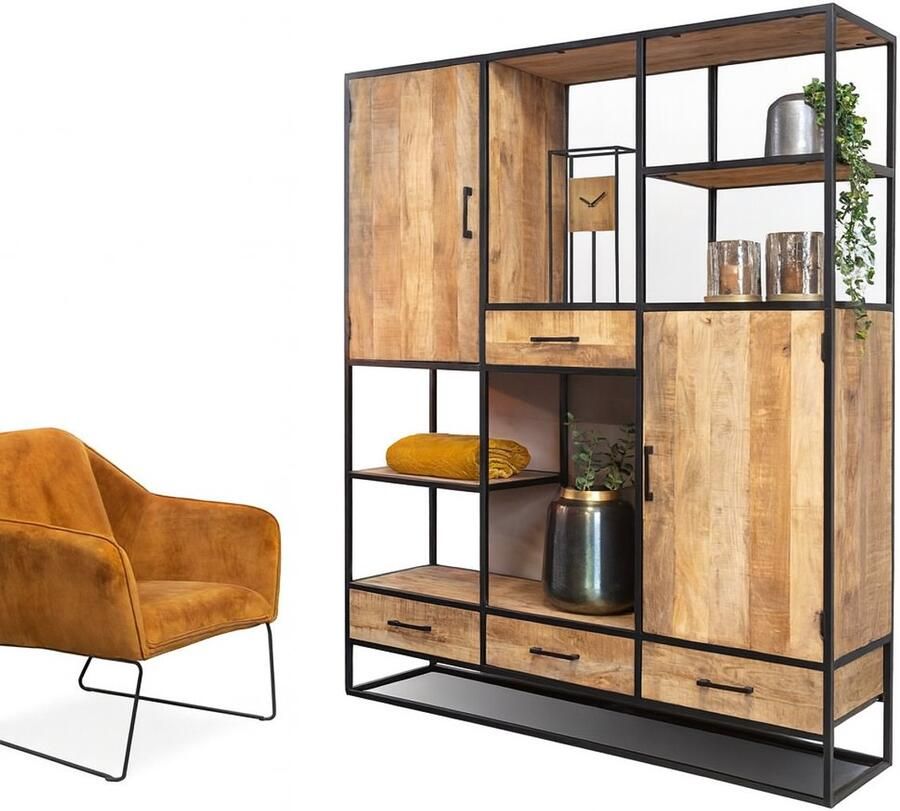 Starfurn Vakkenkast Denver | Mangohout en staal | XXL STF-3015 - Foto 4