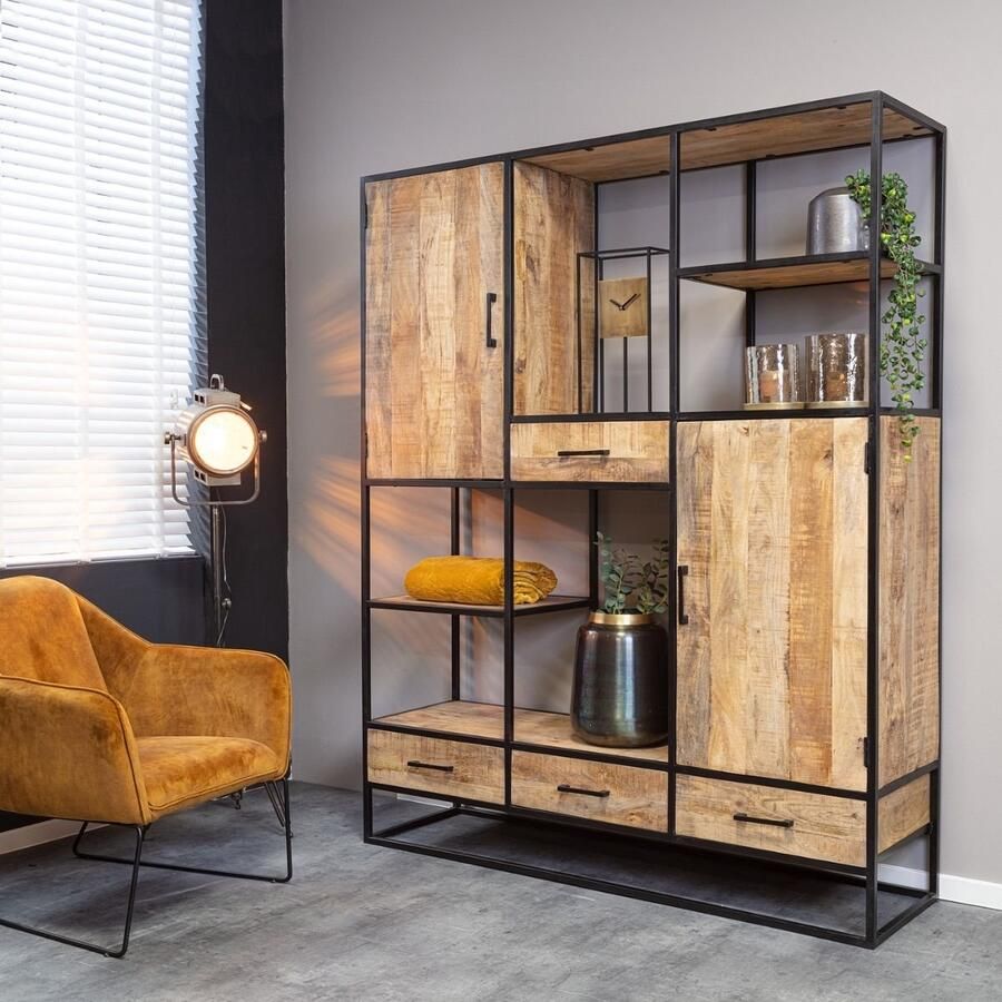 Starfurn Vakkenkast Denver Mangohout en staal XXL