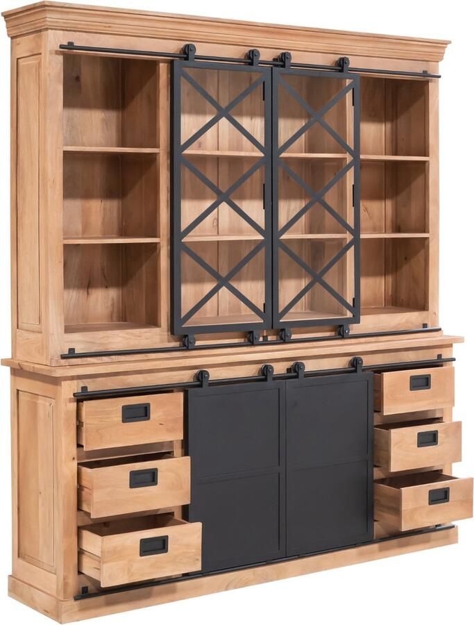 Starfurn Vitrinekast Fresno Naturel Mangohout en Metaal XXL - Foto 2