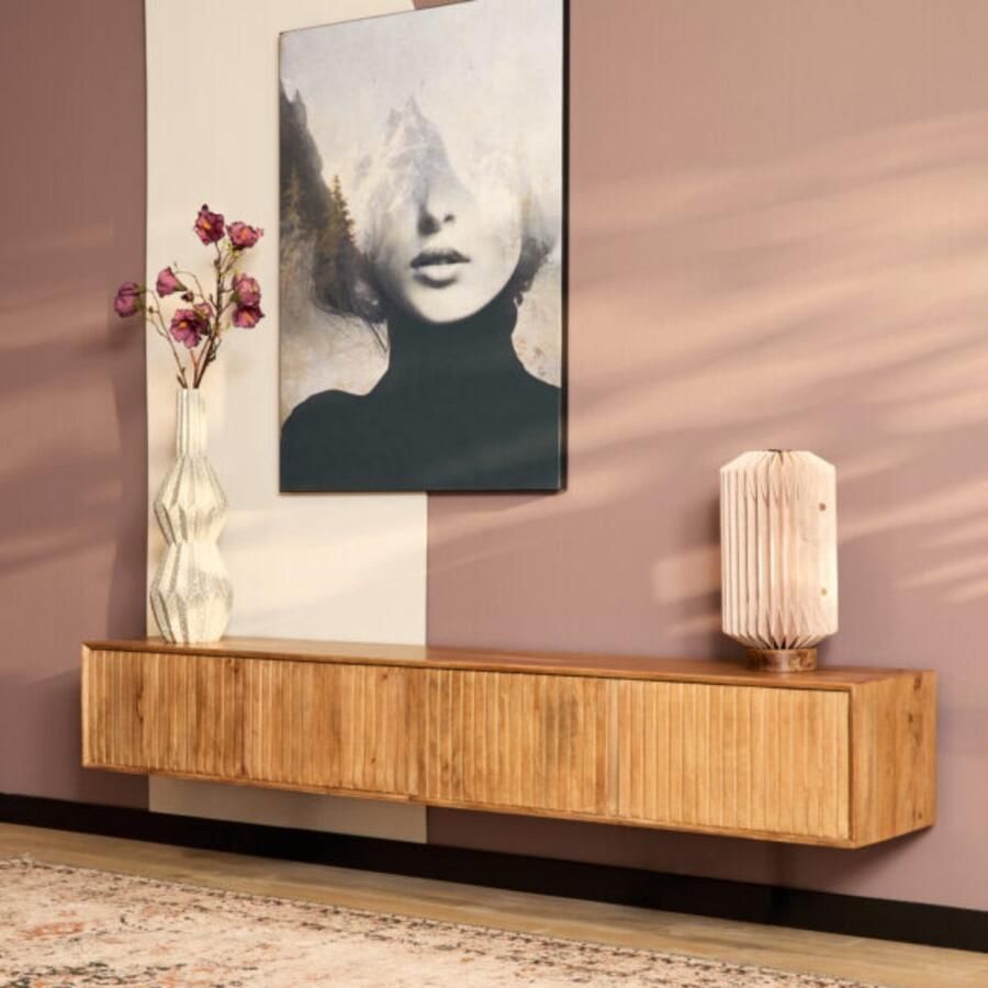 Starfurn Zwevend Tv-meubel Madison Naturel Hout 200x35x30cm