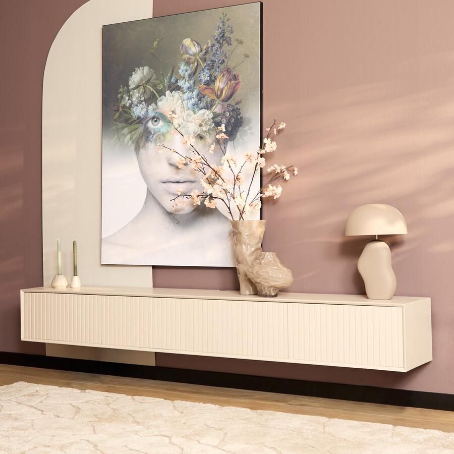 Starfurn Zwevend Tv-meubel Madison Zandkleur Hout 240x35x30cm