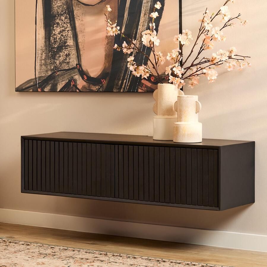 Starfurn Zwevend Tv-meubel Madison Zwart Hout 120x35x30cm