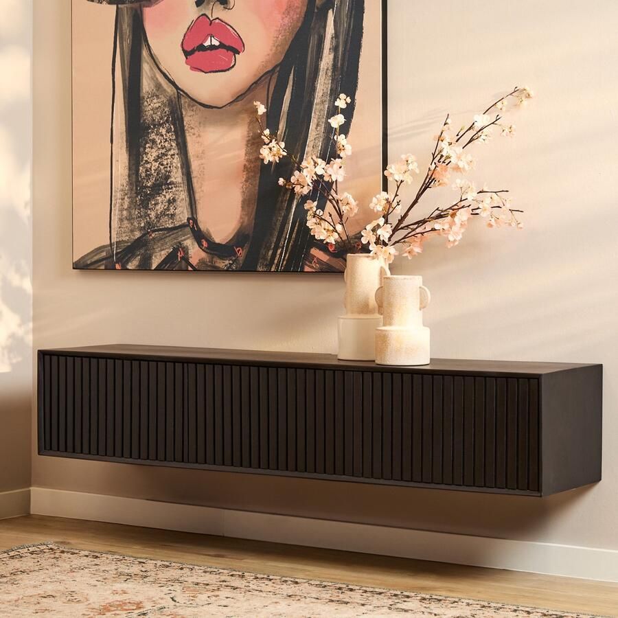 Starfurn Zwevend Tv-meubel Madison Zwart Hout 160x35x30cm