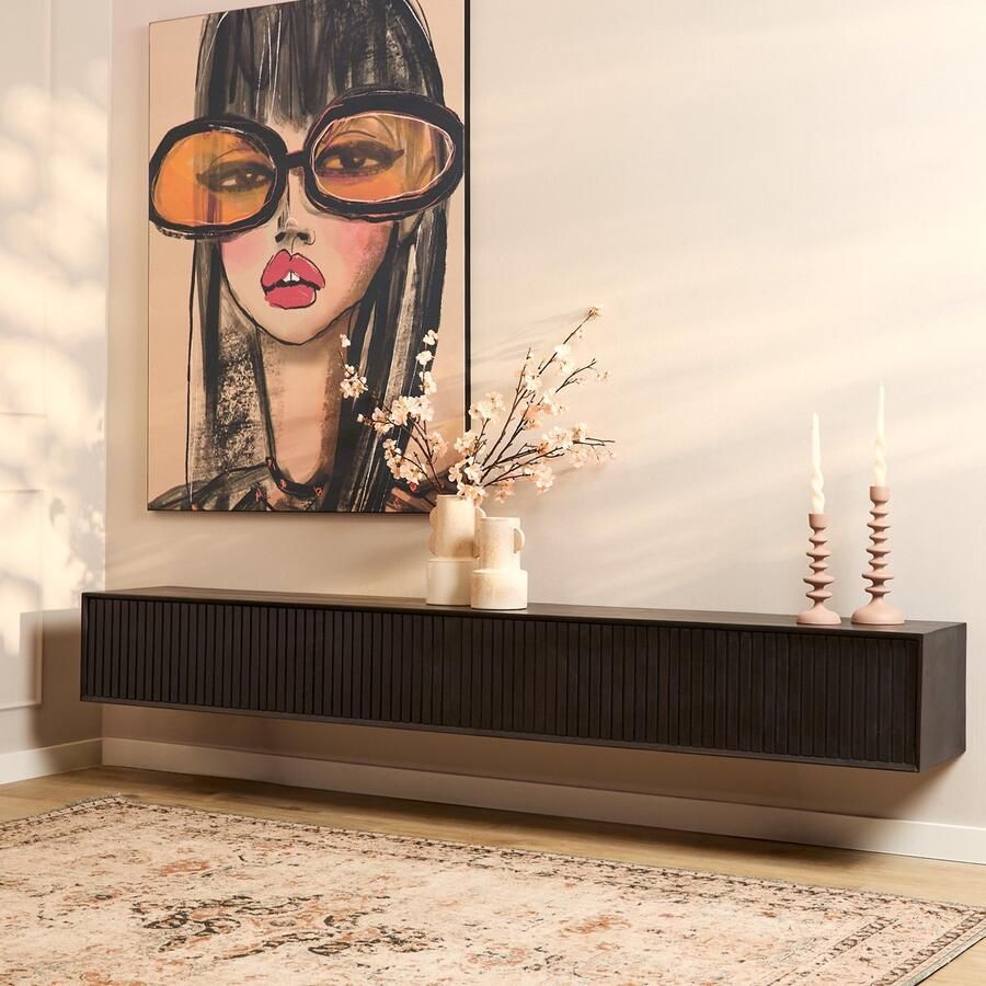 Starfurn Zwevend Tv-meubel Madison Zwart Hout 240x35x30cm